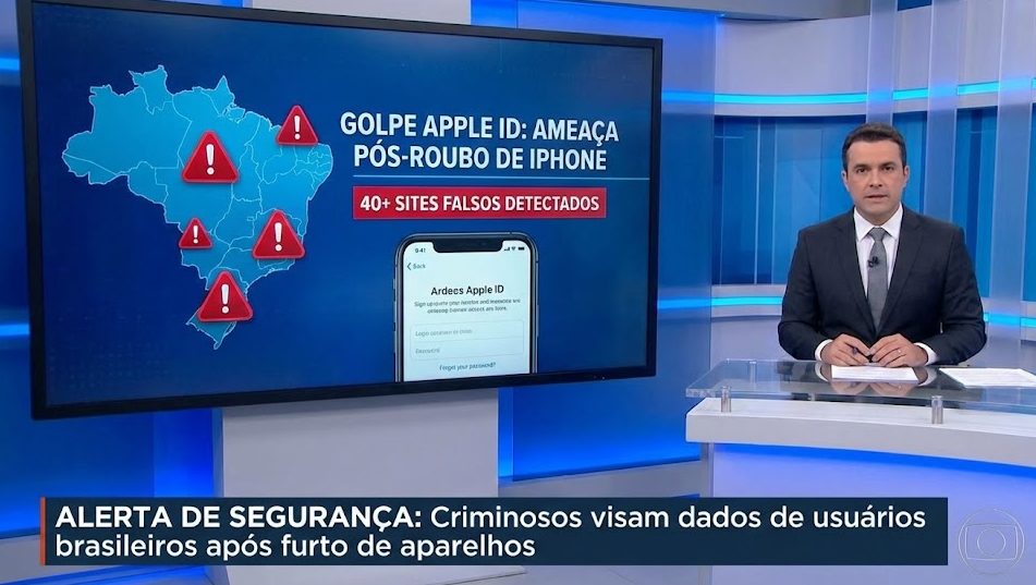 Golpe usa mais de 40 sites falsos para roubar Apple ID de brasileiros após roubo de iPhone