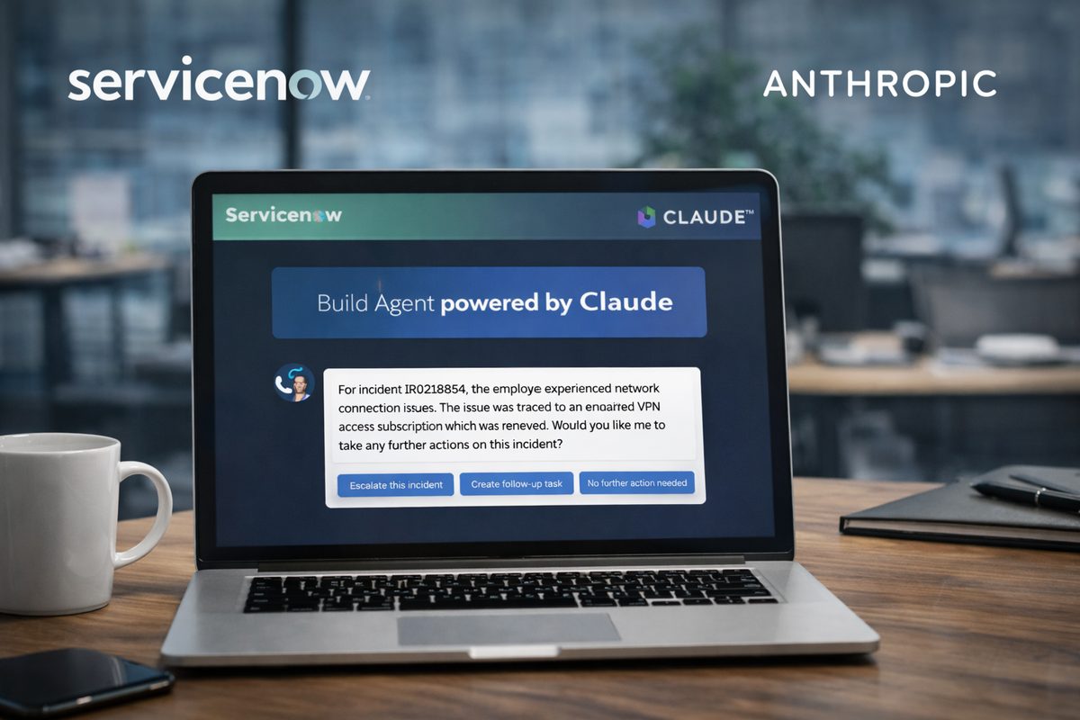 ServiceNow adota Claude da Anthropic como modelo padrão para Build Agent e amplia uso interno