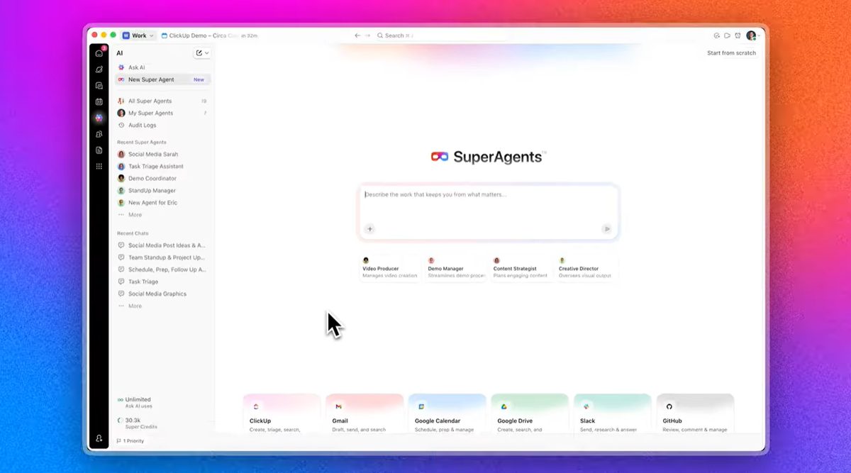 Super agents no ClickUp: como funcionam, limites e aspectos de governança